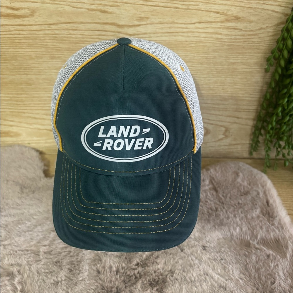 Dark Green and White Mesh Trucker Hat with Yellow Trim